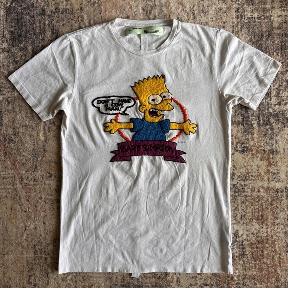 Off-White x The Simpsons SS19 Chill Man Bart Embroidered T-Shirt White M
